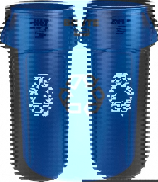 Recycling Container: 20 gal, Round, Blue